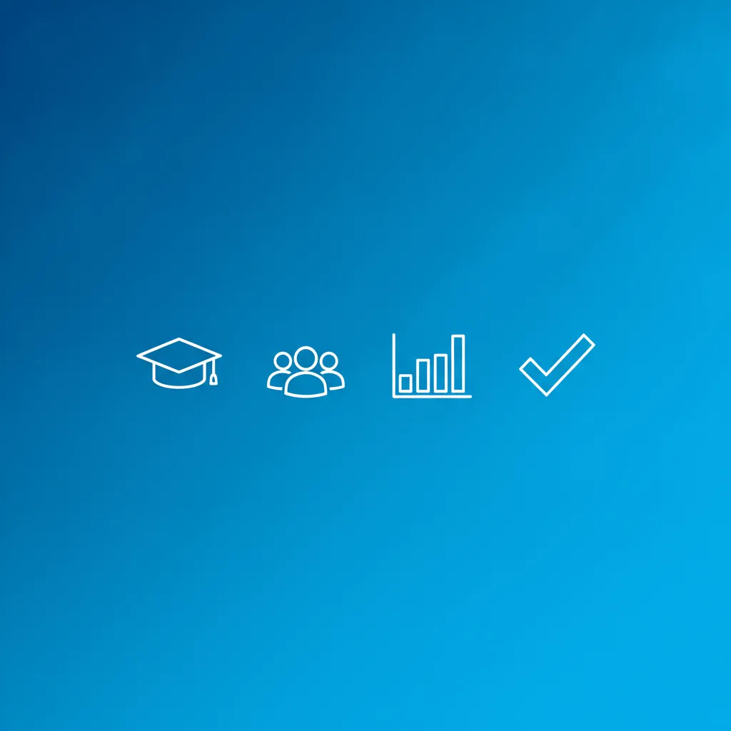 Ilustração de elementos de capacitação e equipe conectados em linha sobre gradiente azul Salesforce